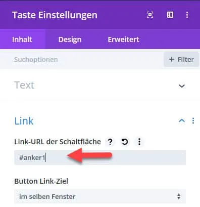 Anker auf andere Seite setzen bei Divi
