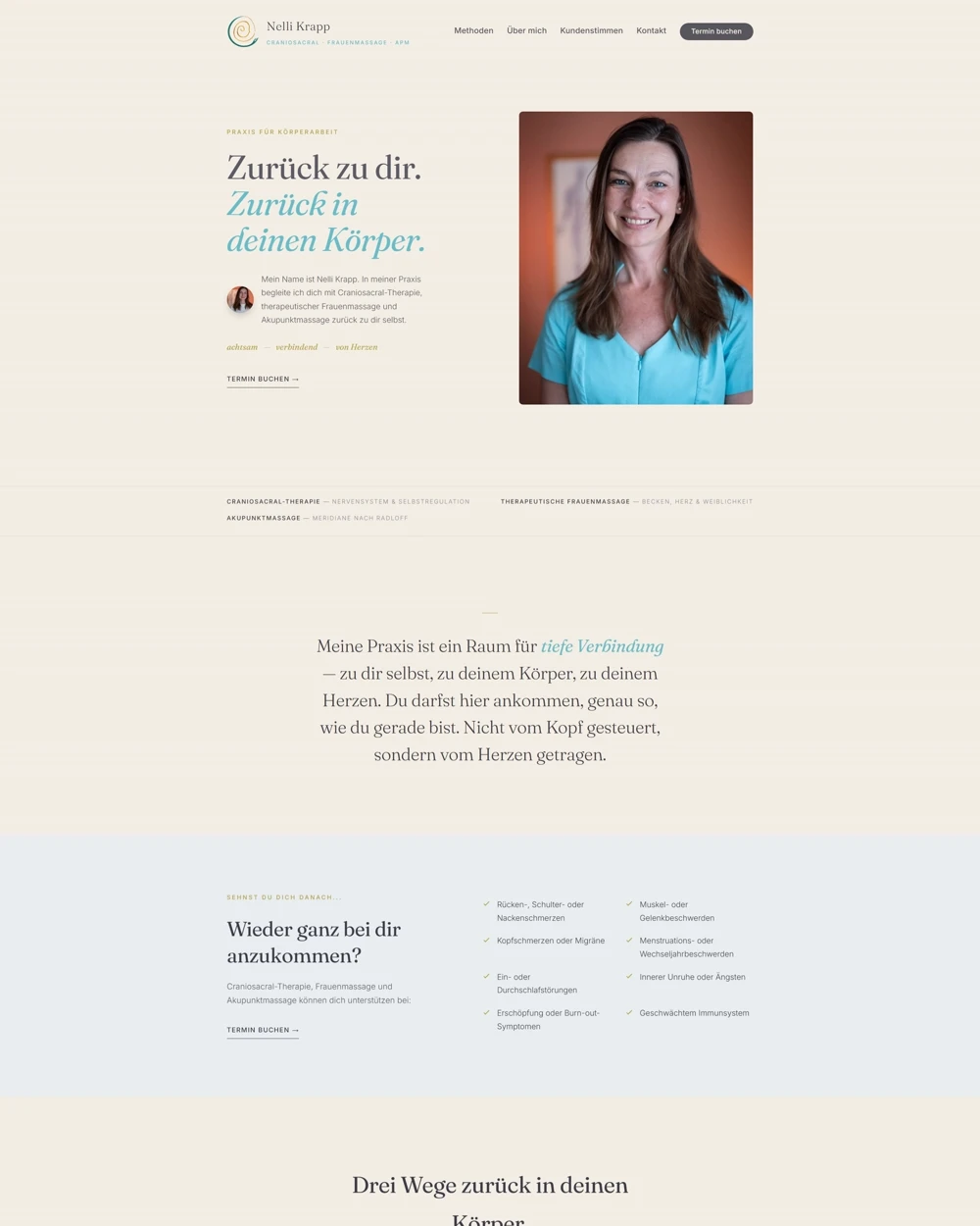 Website Nelli Krapp, Praxis für Körperarbeit