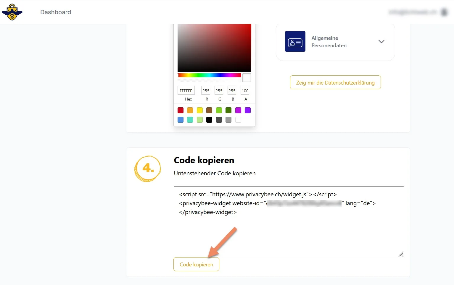 PrivacyBee Code kopieren