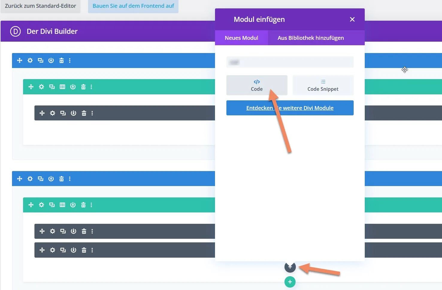 Divi Builder Code-Modul einfügen