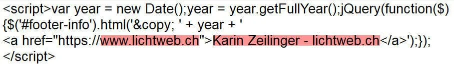 Code für automatische Jahreszahl im Footer