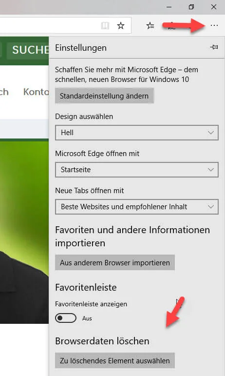 Microsoft Edge Cache leeren