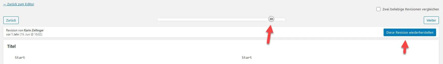 WordPress Revisionen
